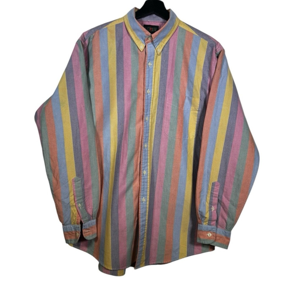 J.Crew Mens M Multi Color Stripe Cotton Oxford Button Down Shirt Long Sleeve - Picture 3 of 16